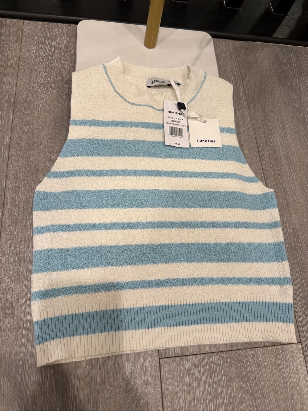 SIMKHAI Cotton Silk Blend Striped Knit Tank Top